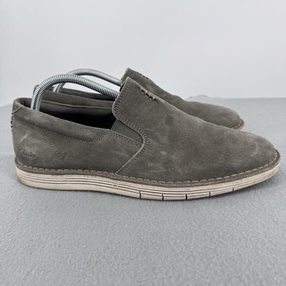 Clarks Forge‎ Free Mens Olive Green Suede Slip On Loafers 9.5M Casual Shoes main image 8